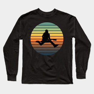 Guitar Player with A Retro Sunset Background for Music Lovers Long Sleeve T-Shirt